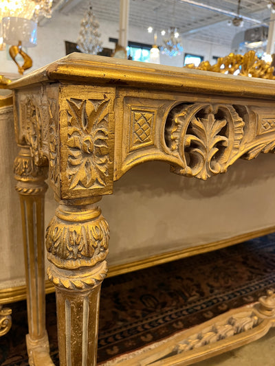 Antique French Gold Louis XVI Console Table with White Marble Top | Le Chateau | European Luxury Furniture in Atlanta