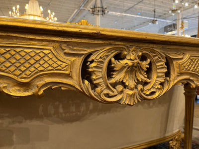 Antique French Gold Louis XVI Console Table with White Marble Top | Le Chateau | European Luxury Furniture in Atlanta