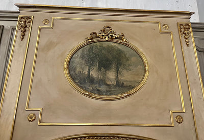 Original Antique White Trumeau Mirror with Tree Oil Painting | Le Chateau | European Luxury Furniture in Atlanta