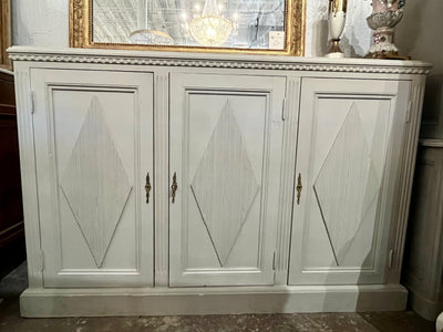 Diamond Door Panel Swedish Buffet in Muted Gray | Le Chateau | European Luxury Furniture in Atlanta