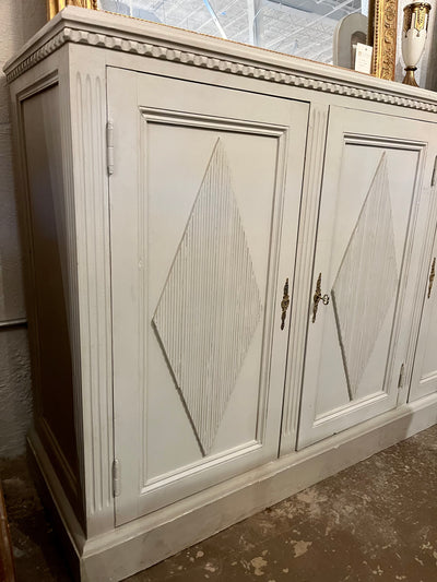 Diamond Door Panel Swedish Buffet in Muted Gray | Le Chateau | European Luxury Furniture in Atlanta