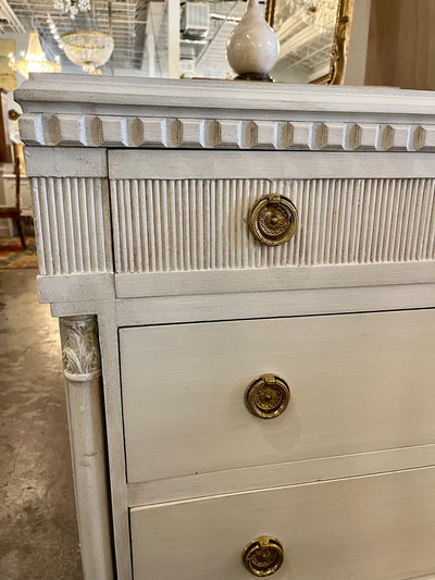 Swedish Chest with Columns & Escutcheon Detail