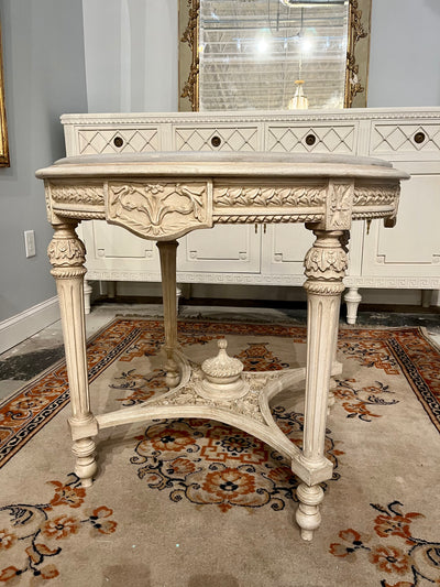 Antique French Louis XVI Marble Top White Center Table