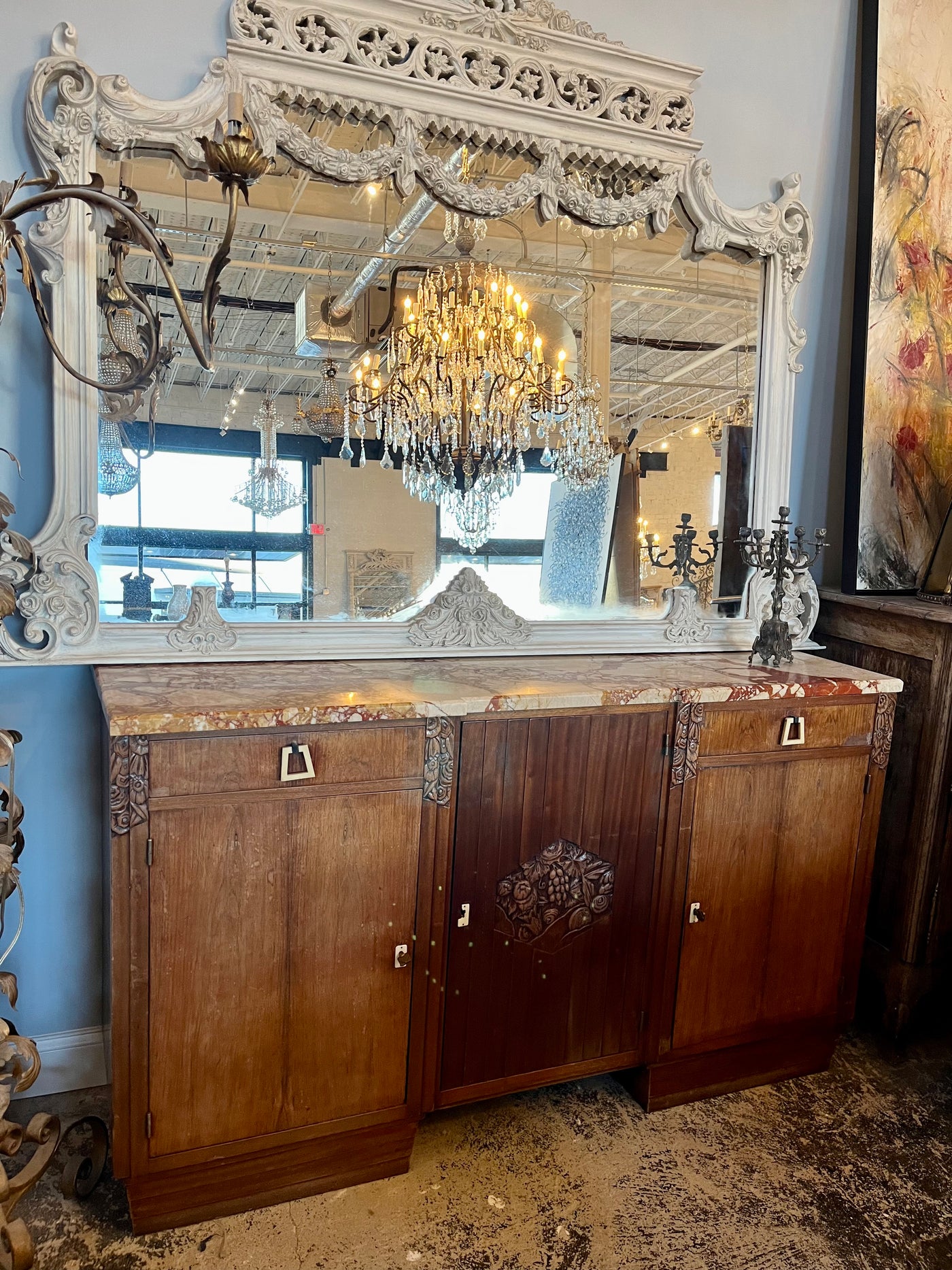 Marble Top Art Deco Buffet | Le Chateau | European Luxury Furniture in Atlanta