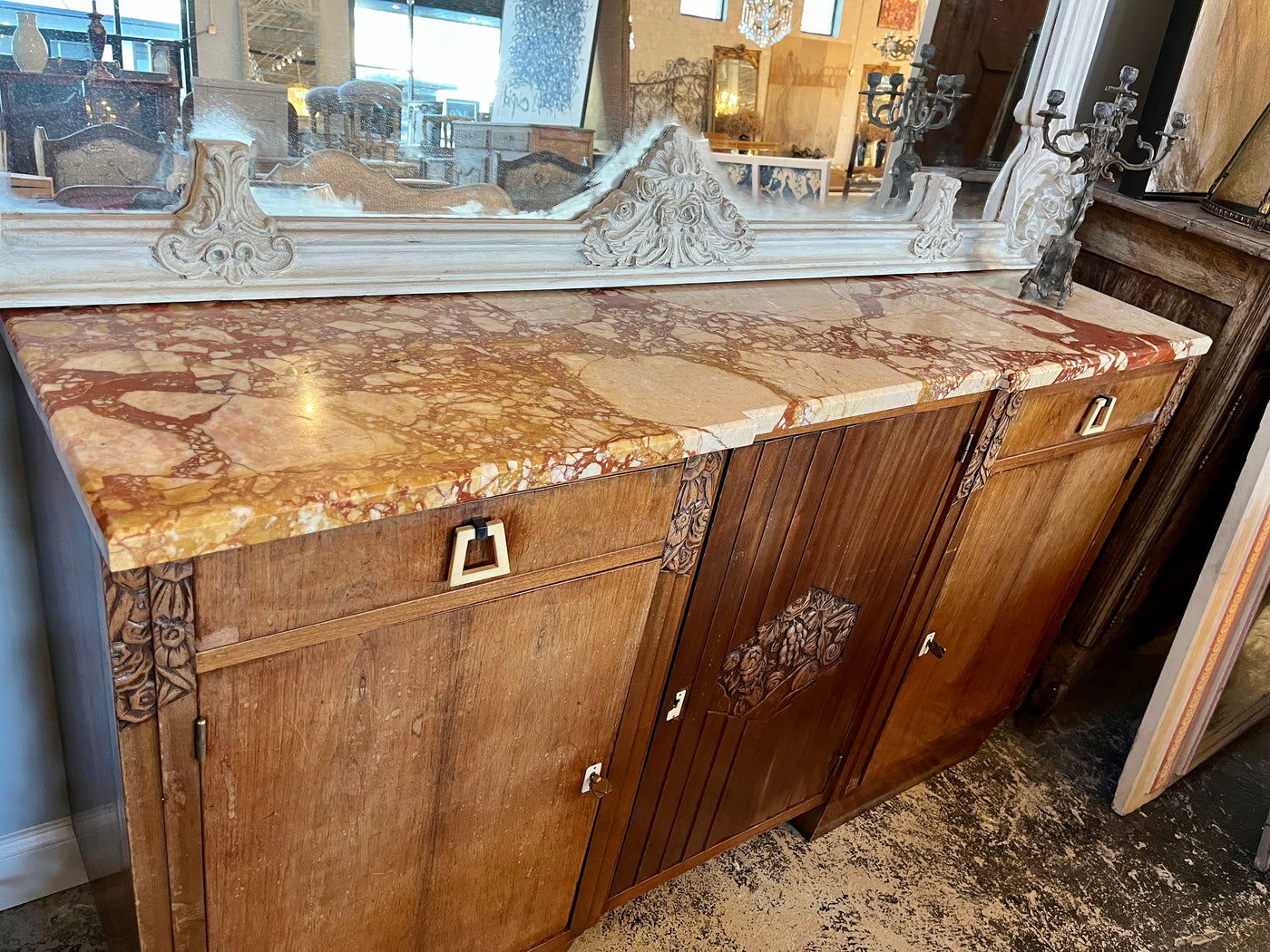 Marble Top Art Deco Buffet | Le Chateau | European Luxury Furniture in Atlanta