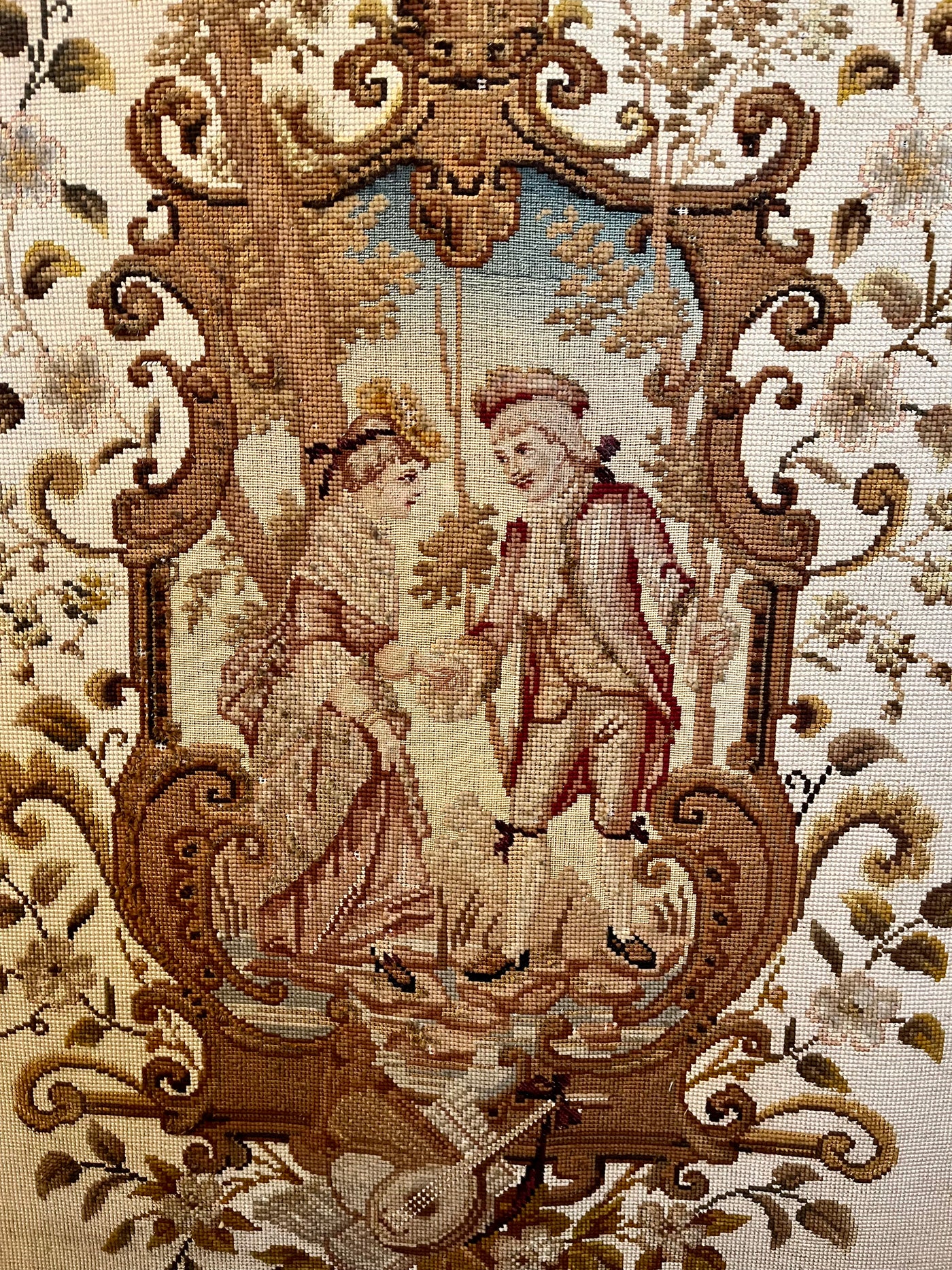 19th Century Beechwood And Needlework