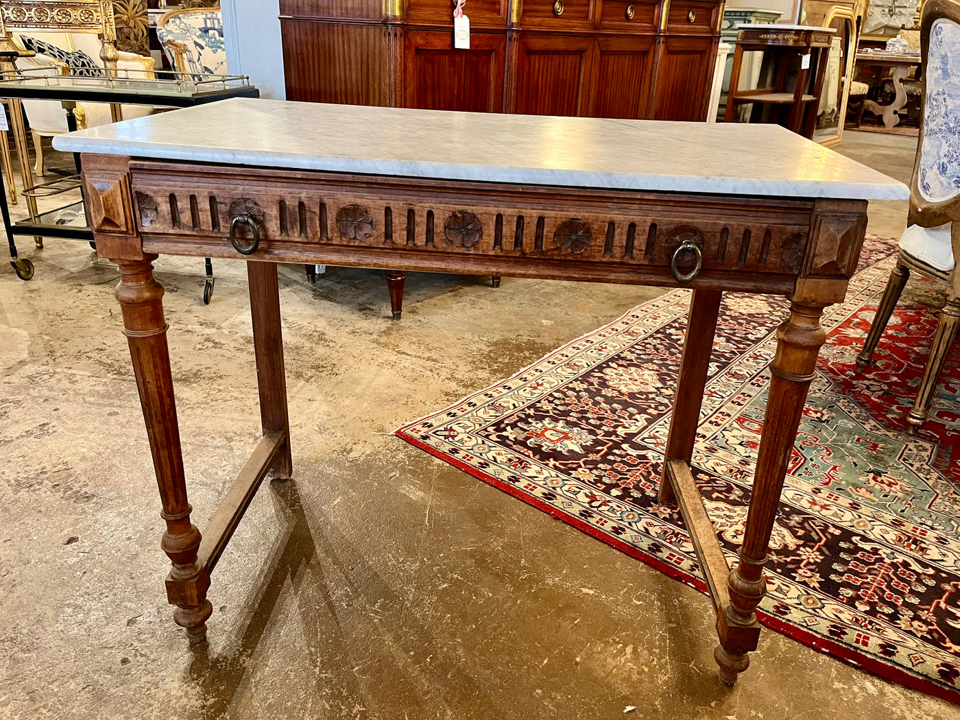 Victorian Marble Top Writing Desk