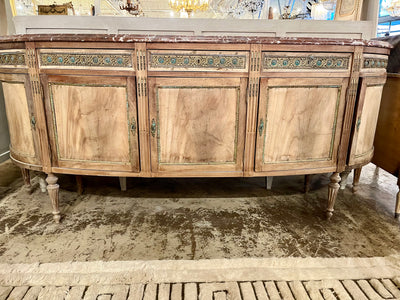 Natural Wood with Marble Top Sideboard