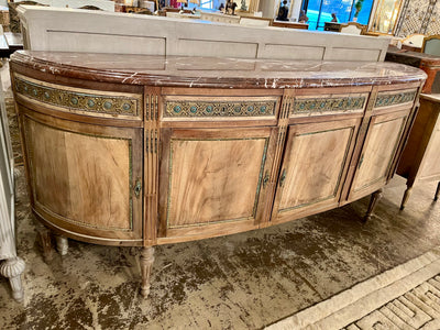 Natural Wood with Marble Top Sideboard