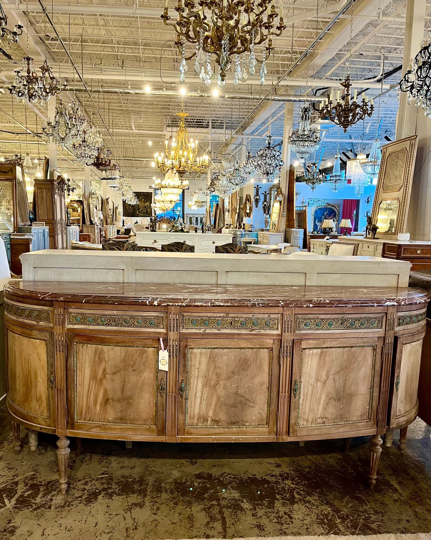 Natural Wood with Marble Top Sideboard