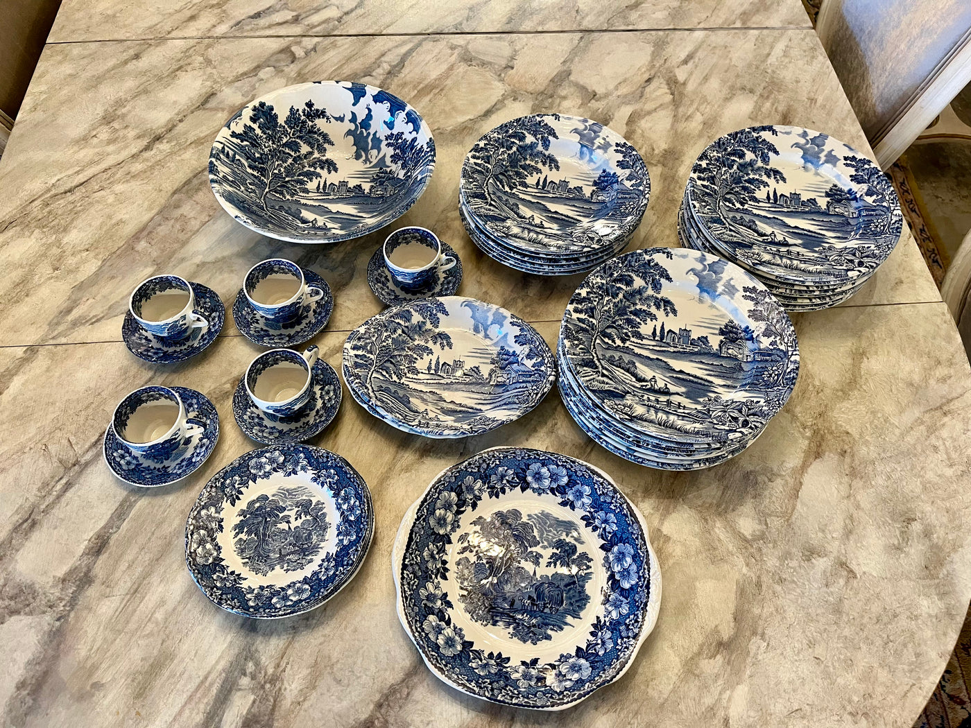 Blue and White Porcelain Dining Set