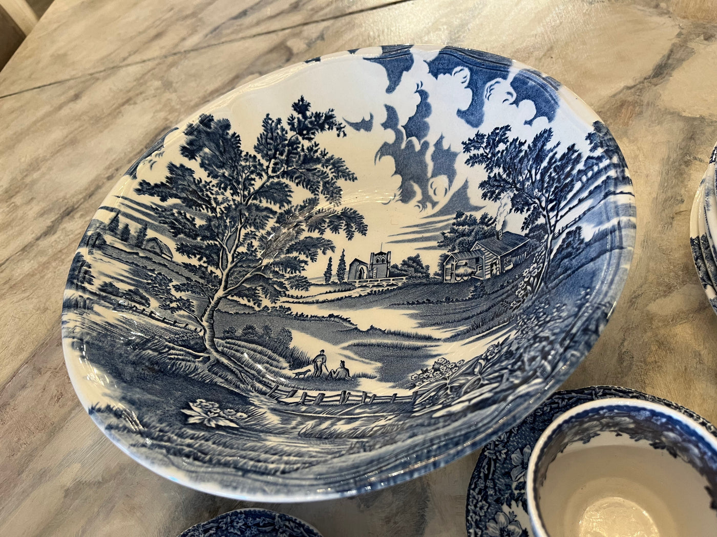 Blue and White Porcelain Dining Set