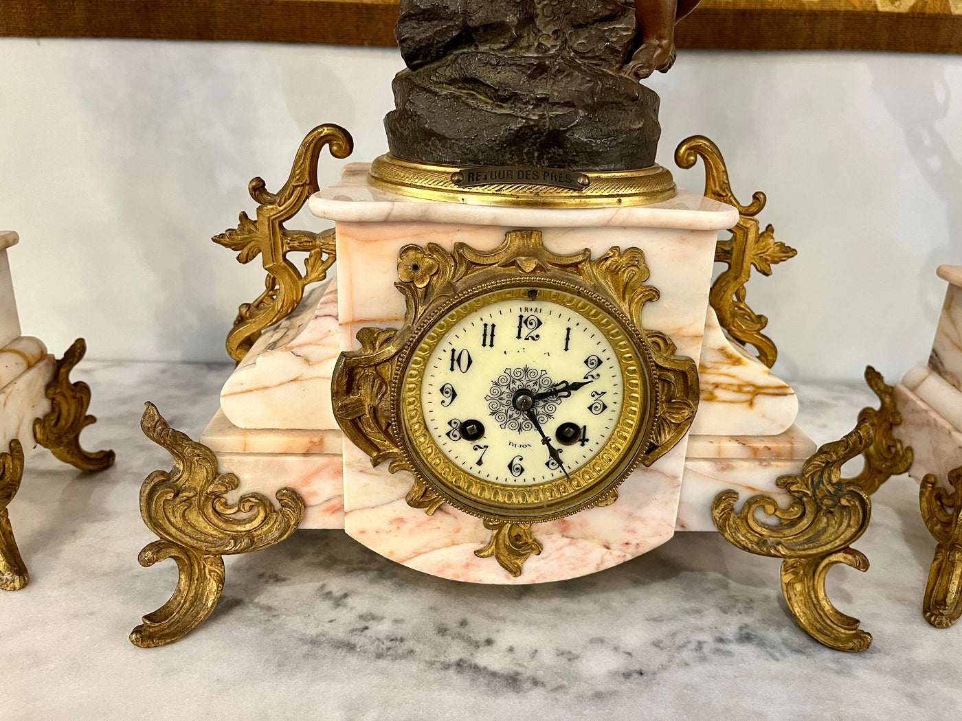 Antique 3-Piece French Clock Garniture Set | Le Chateau | European Luxury Furniture in Atlanta