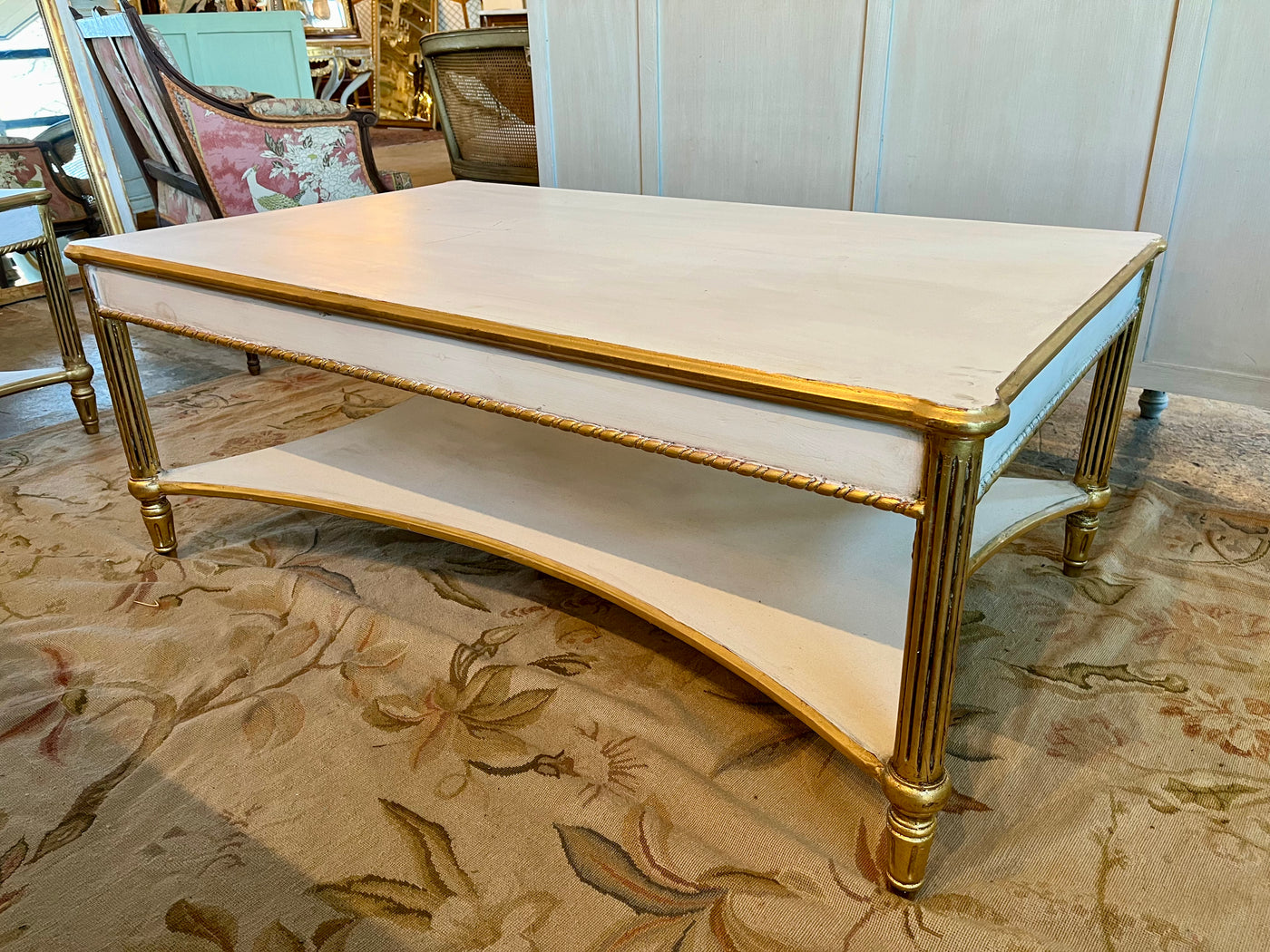 Antique French Louis XVI French Coffee Table in White with Gold | Le Chateau | European Luxury Furniture in Atlanta