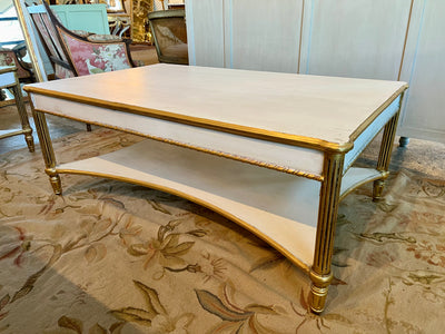 Antique French Louis XVI French Coffee Table in White with Gold | Le Chateau | European Luxury Furniture in Atlanta