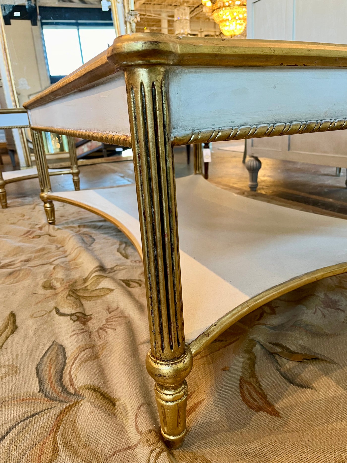 Antique French Louis XVI French Coffee Table in White with Gold | Le Chateau | European Luxury Furniture in Atlanta