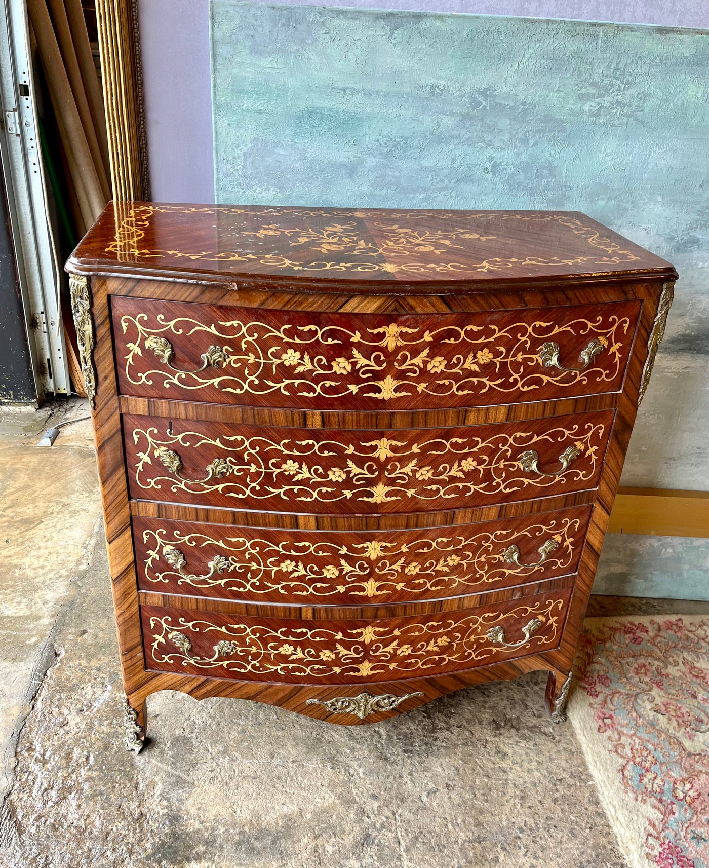 Louis XV Ornate Marquetry Chest