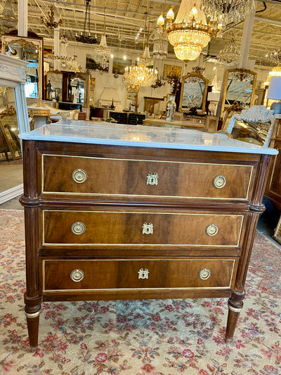 Burl Wood Chest with Marble Top