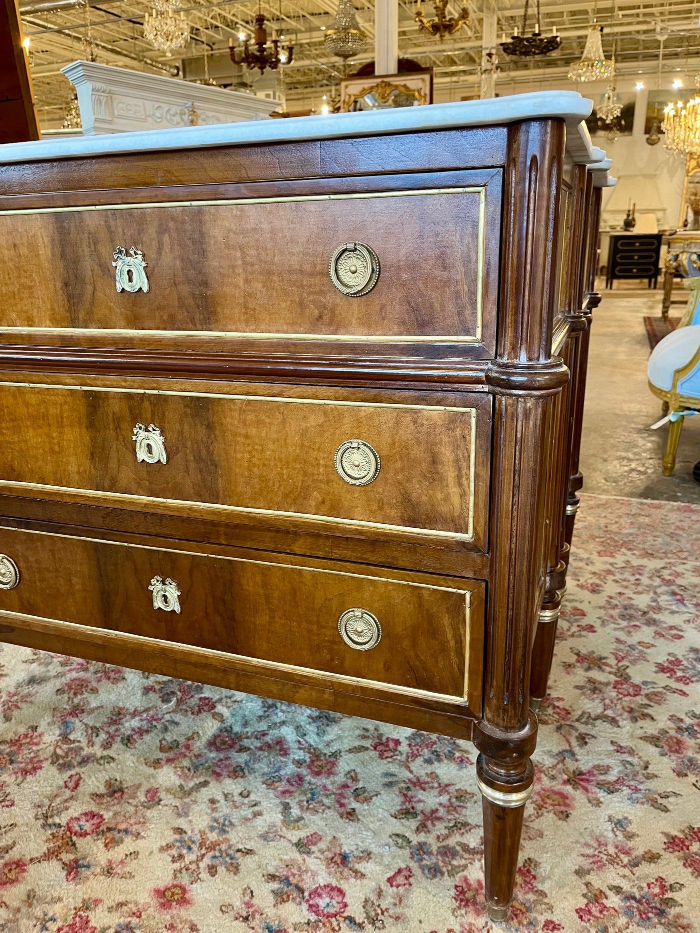 Burl Wood Chest with Marble Top