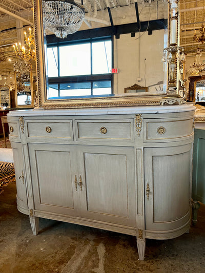 French Grey Wash Buffet with Brass Hardware