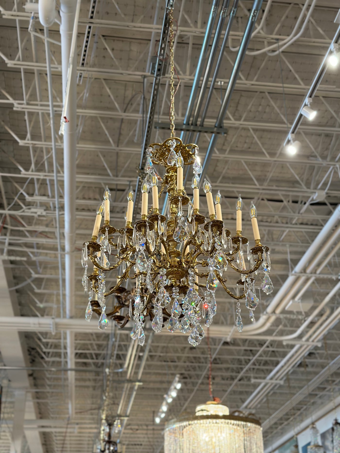 Brass and Crystal Chandelier | Le Chateau | European Luxury Furniture in Atlanta