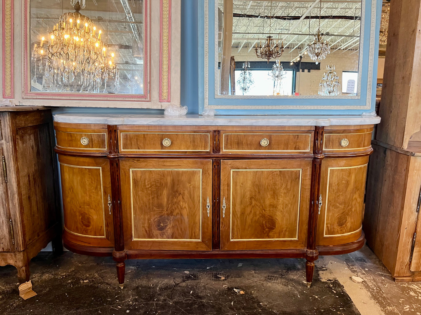 Louis XVI Walnut Burl Wood Sideboard