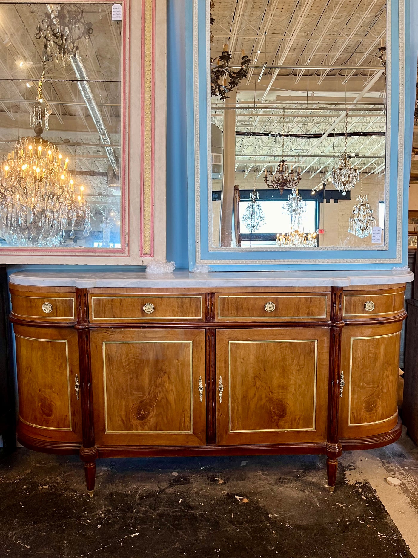 Louis XVI Walnut Burl Wood Sideboard