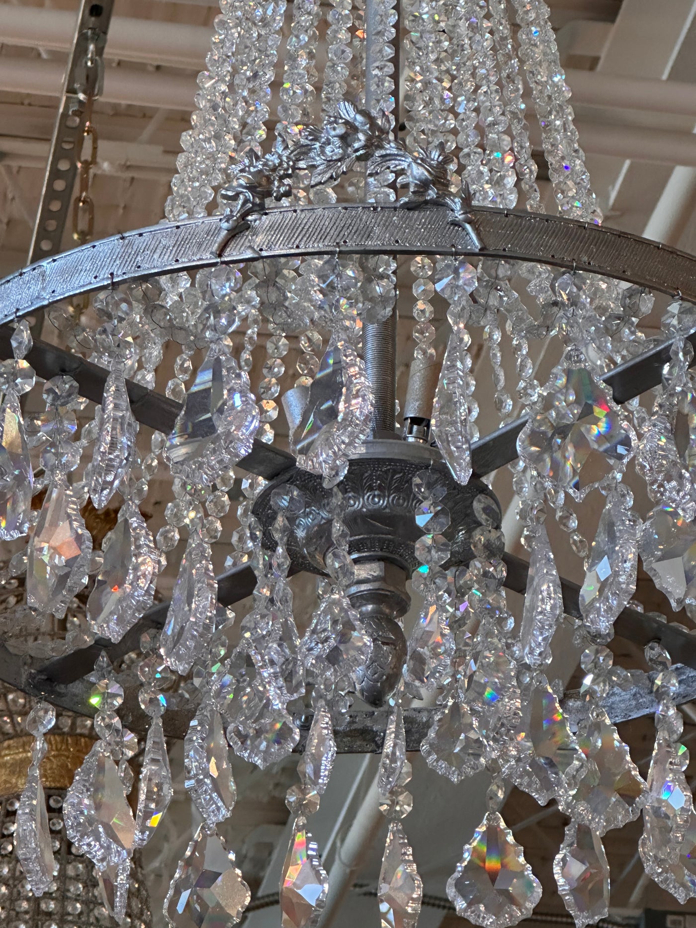 Crystal and Silver Chandelier