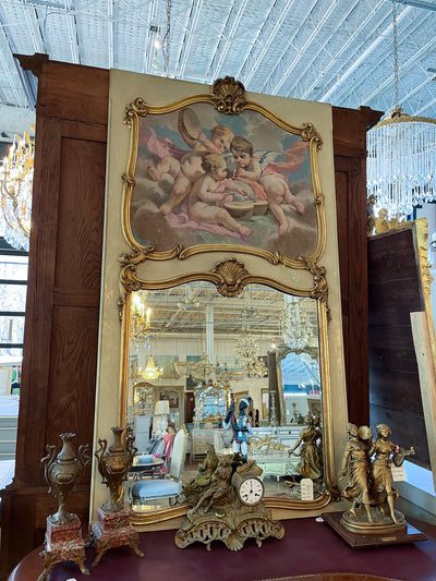 Trumeau Mirror with Oil Painted Cherubs