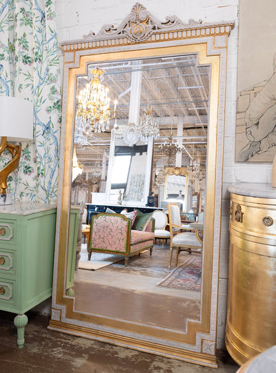 Grey and Gold French Floor Length Ornate Mirror