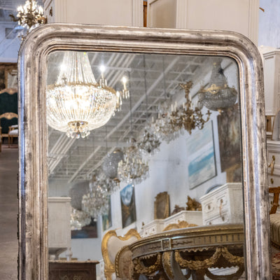 Louis Philippe Silver Gilded Floral Trim Mirror – Original Glass & Distressed Patina