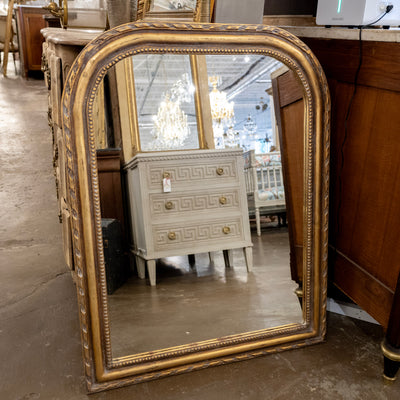 Louis Philippe Gilded Patina Mirror – Beaded & Rope Carved Trim