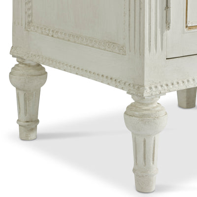 White Antique Swedish Sideboard with Gold Trim Detail | Le Chateau | European Luxury Furniture in Atlanta