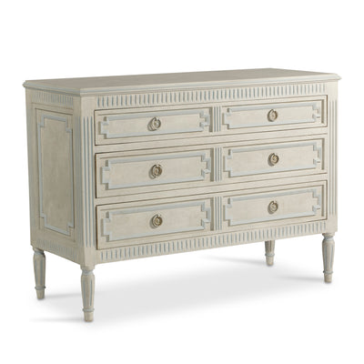 Scandinavian Chest with Rounded Legs and Blue Trim | Le Chateau | European Luxury Furniture in Atlanta