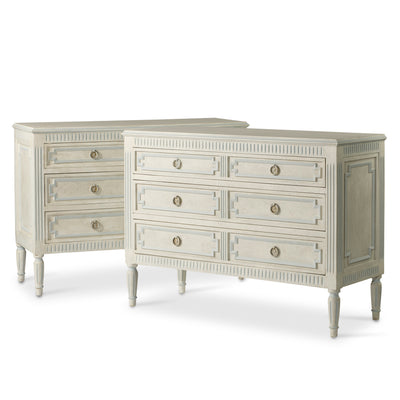 Scandinavian Chest with Rounded Legs and Blue Trim | Le Chateau | European Luxury Furniture in Atlanta