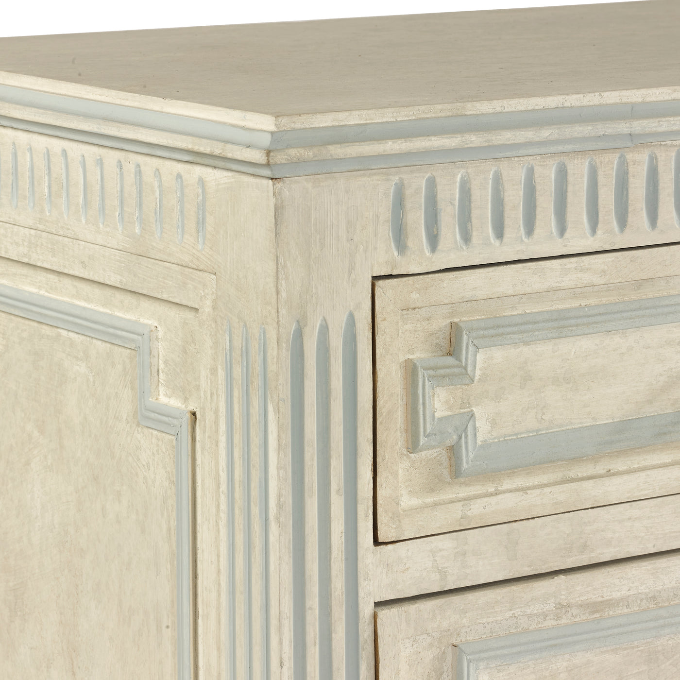 Scandinavian Chest with Rounded Legs and Blue Trim | Le Chateau | European Luxury Furniture in Atlanta