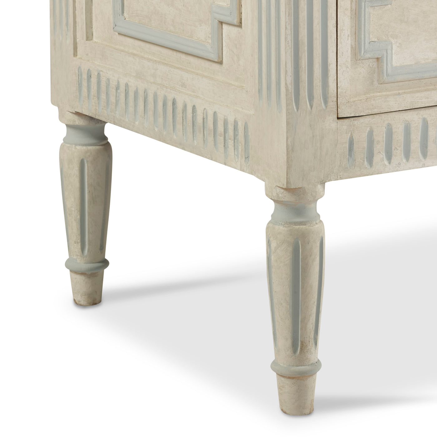 Scandinavian Chest with Rounded Legs and Blue Trim | Le Chateau | European Luxury Furniture in Atlanta