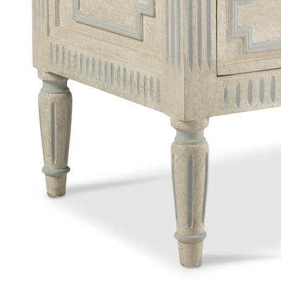 Scandinavian Chest with Rounded Legs and Blue Trim | Le Chateau | European Luxury Furniture in Atlanta