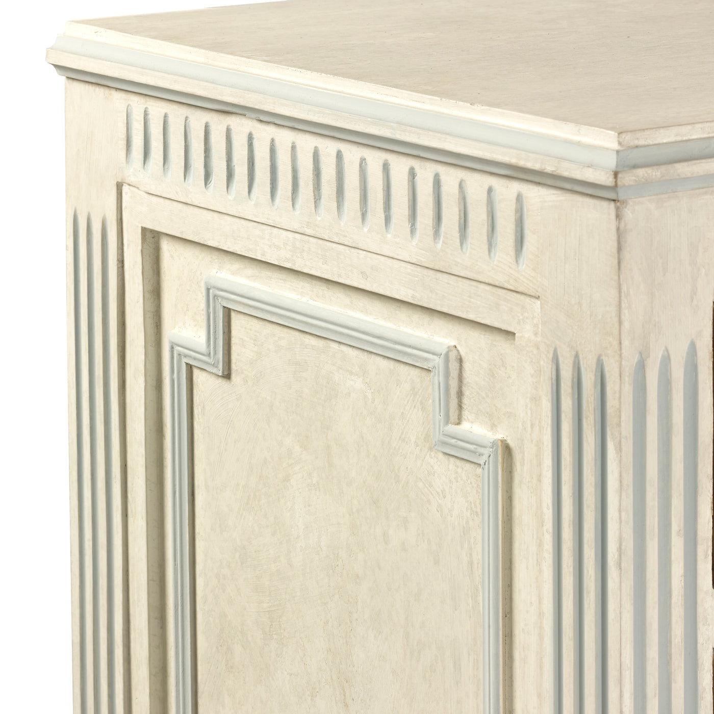 Scandinavian Chest with Rounded Legs and Blue Trim | Le Chateau | European Luxury Furniture in Atlanta