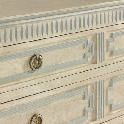 Scandinavian Chest with Rounded Legs and Blue Trim | Le Chateau | European Luxury Furniture in Atlanta