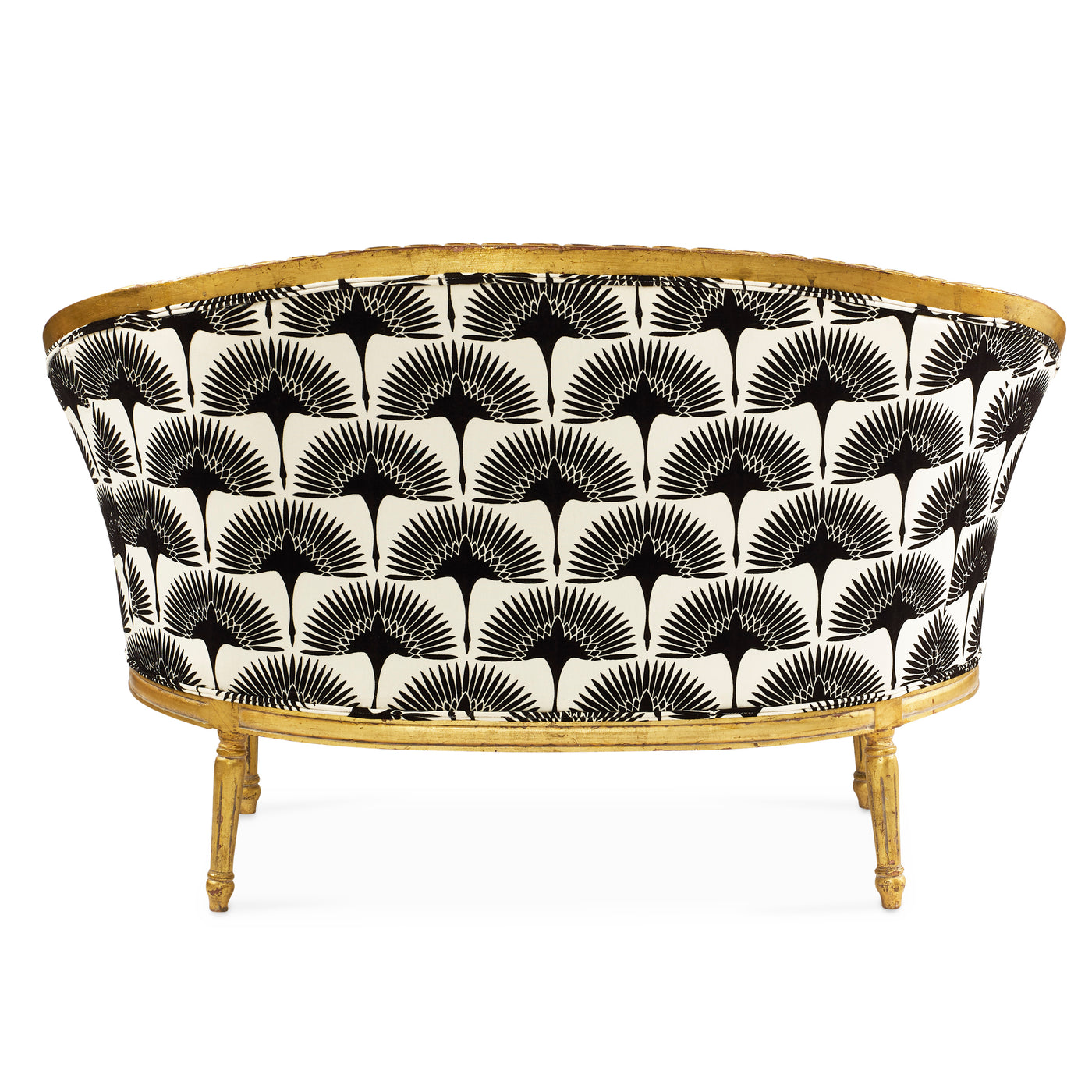 Antique Louis XVI French Loveseat with Newly Upholstered Black & White Print | Le Chateau | European Luxury Furniture in Atlanta