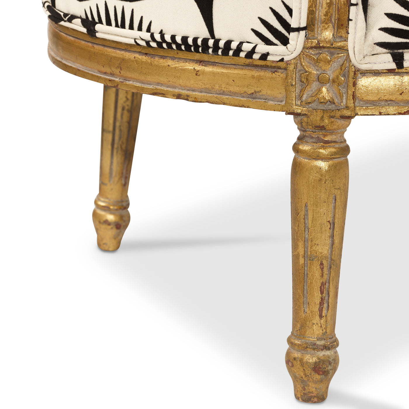 Antique Louis XVI French Loveseat with Newly Upholstered Black & White Print | Le Chateau | European Luxury Furniture in Atlanta