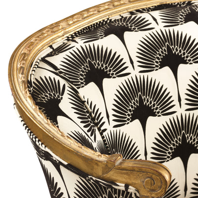 Antique Louis XVI French Loveseat with Newly Upholstered Black & White Print | Le Chateau | European Luxury Furniture in Atlanta