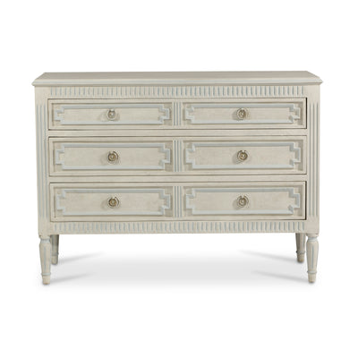 Scandinavian Chest with Rounded Legs and Blue Trim | Le Chateau | European Luxury Furniture in Atlanta