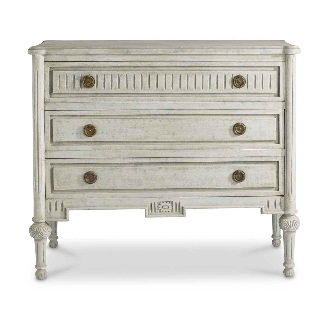 Swedish Chest with Fluting & Flower Carving