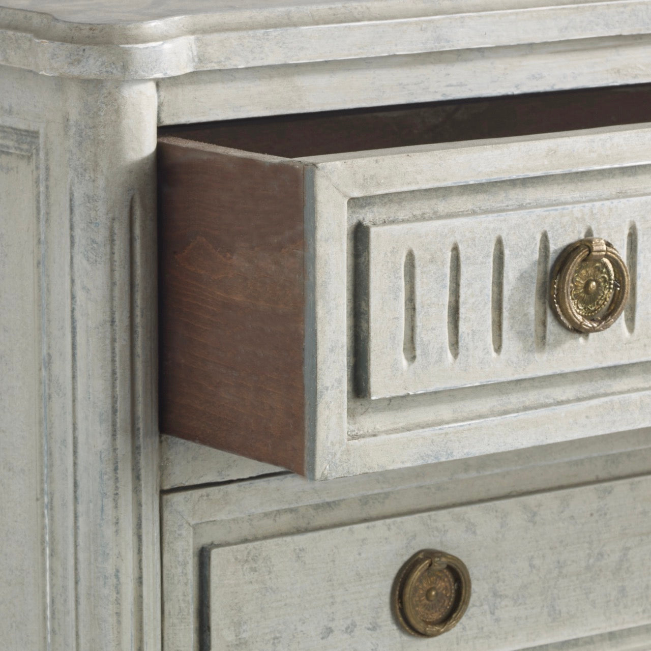 Swedish Chest with Fluting & Flower Carving